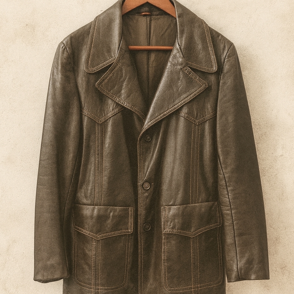 Vintage 1960s/1970s William Barry Genuine Leather Car Coat – Size 40